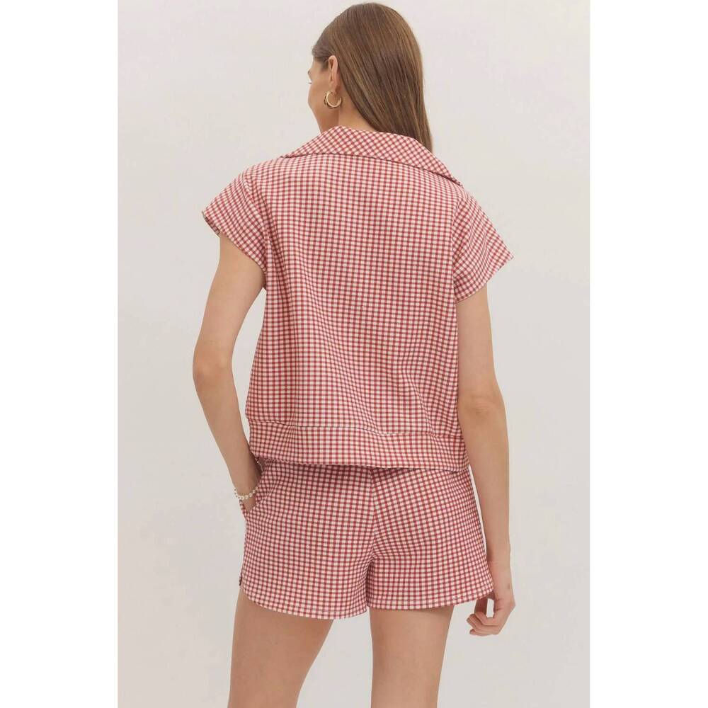 NEW ENTRO caroline check shorts in pink - Picture 4 of 4